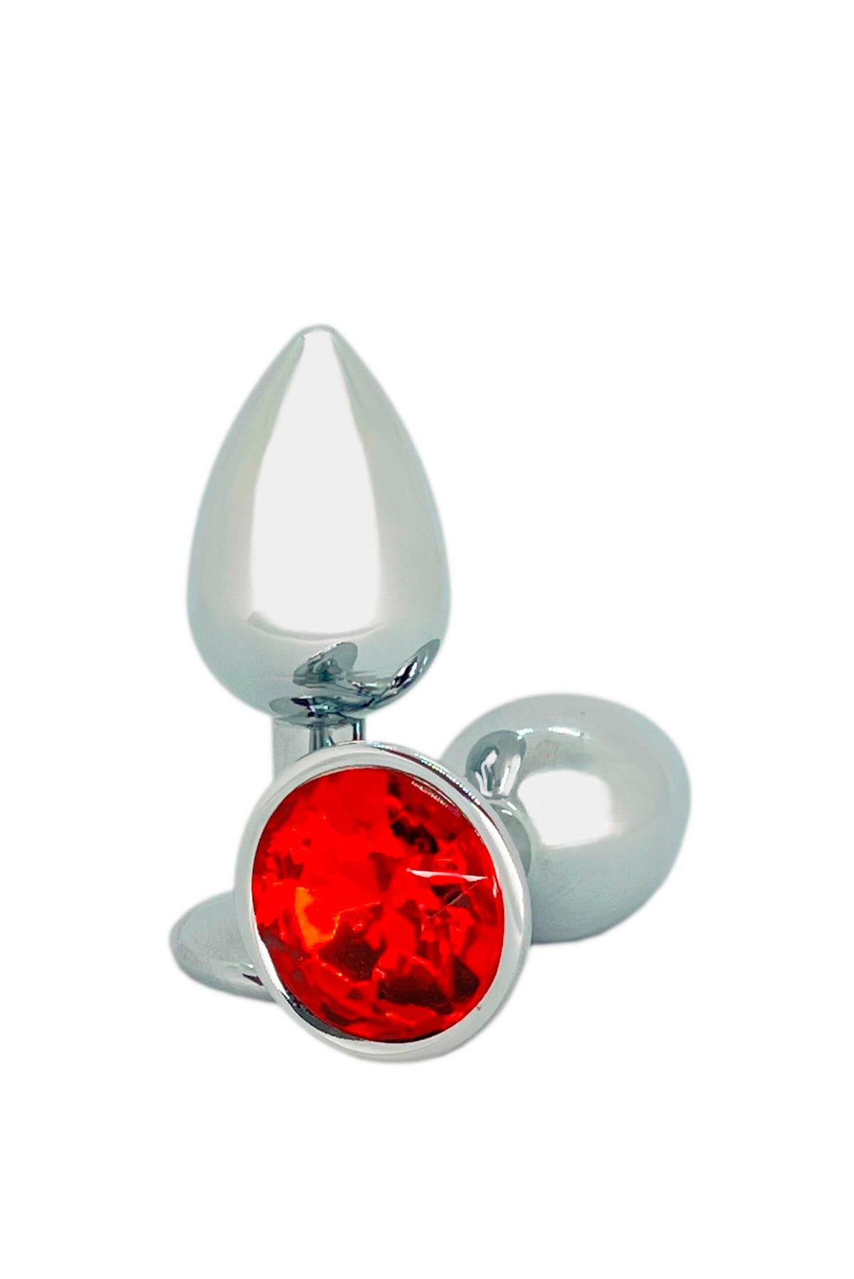 Plug Anal ABS Cromado com Joia em Rubi – Doce Malícia