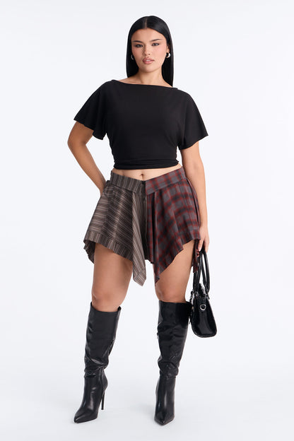 Saia Feminina Estampado Curto Cinza – Doce Malícia