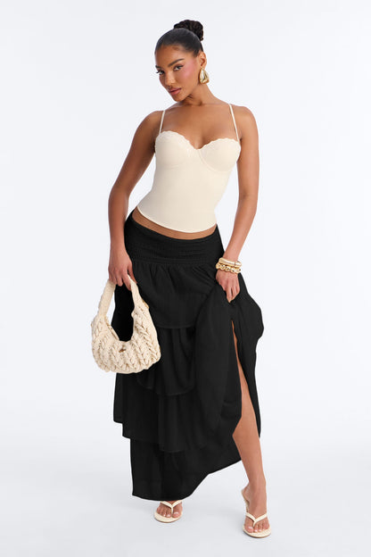Saia Feminina Longo Boho Preto – Doce Malícia