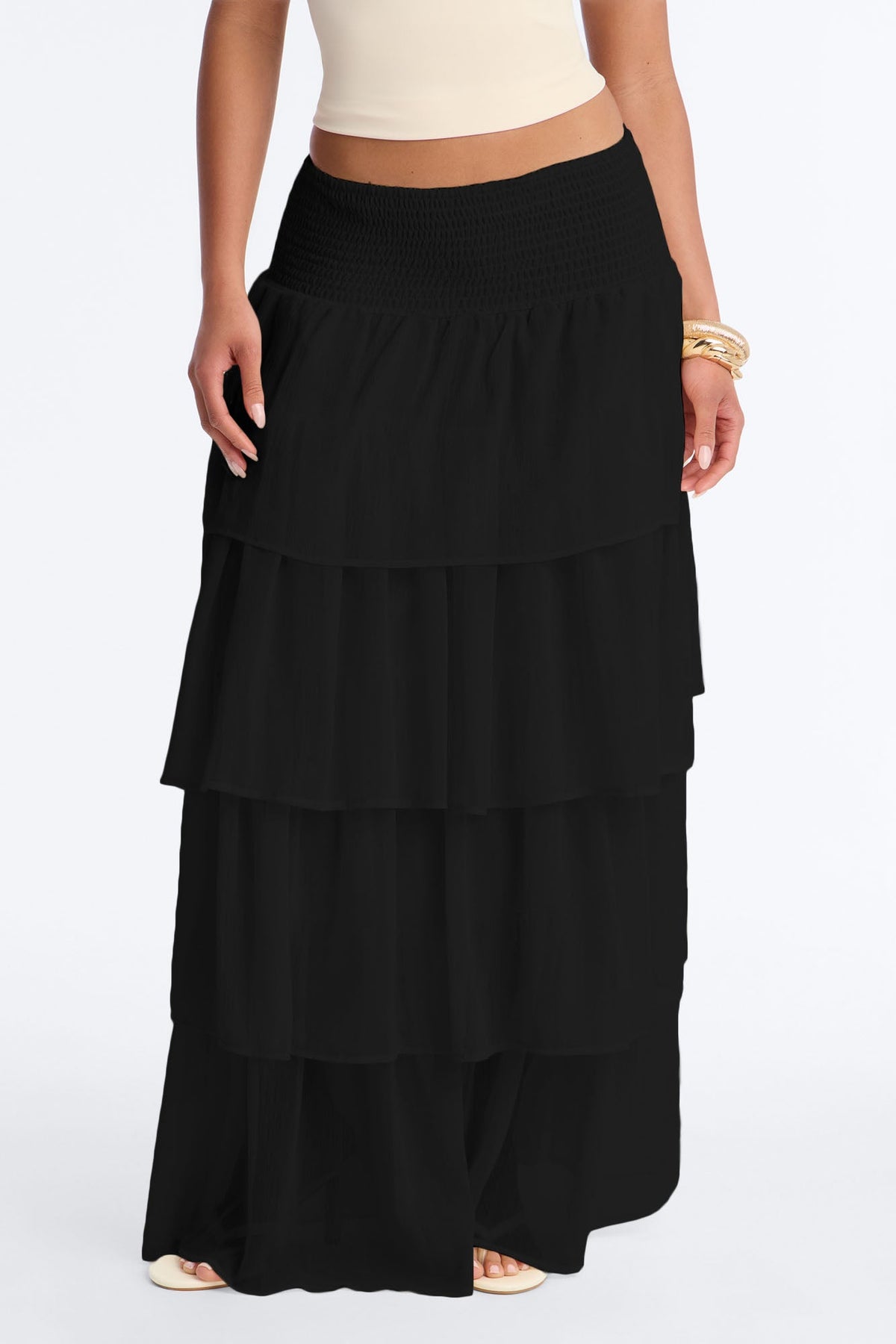 Saia Feminina Longo Boho Preto – Doce Malícia