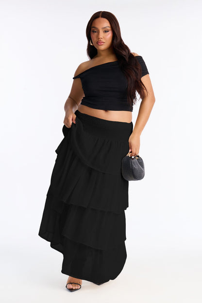 Saia Feminina Longo Boho Preto – Doce Malícia