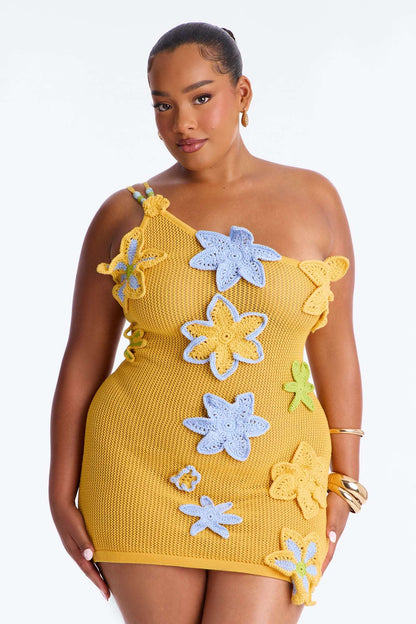 Saída de Praia Feminina Crochê de Ombro Floral Curto – Doce Malícia