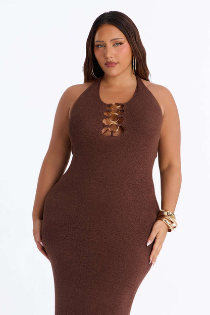 Saída de Praia Feminina Longo Frente Única Crochê Chocolate – Doce Malícia
