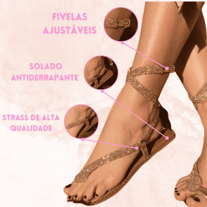 Sandália Feminina Couro Brilho – Doce Malícia
