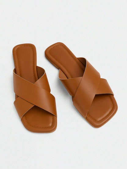 Sandália Slide Cross Caramelo – Doce Malícia