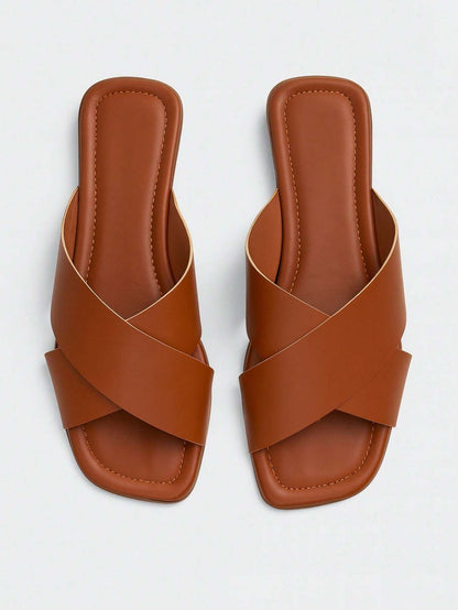 Sandália Slide Cross Caramelo – Doce Malícia