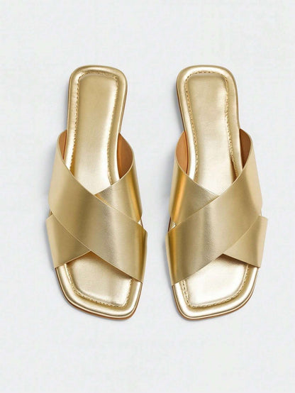 Sandália Slide Cross Caramelo – Doce Malícia