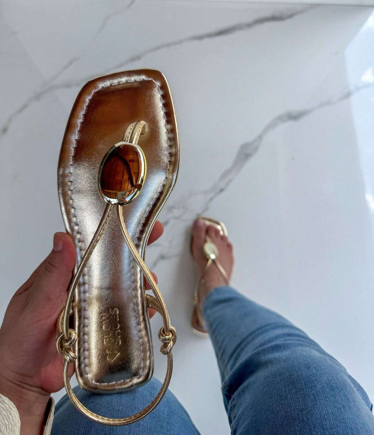 Sandália Feminina Dourado Dourado – Doce Malícia