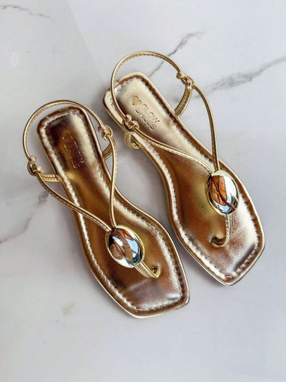 Sandália Feminina Dourado Dourado – Doce Malícia