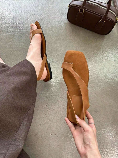 Sandália Bico Quadrado Slingback Caramelo – Doce Malícia