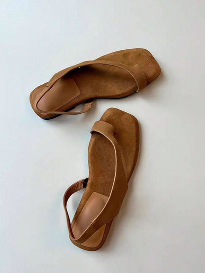 Sandália Bico Quadrado Slingback Caramelo – Doce Malícia