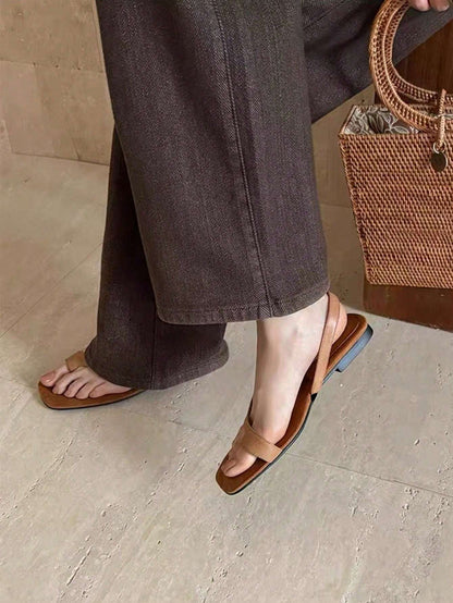 Sandália Bico Quadrado Slingback Caramelo – Doce Malícia
