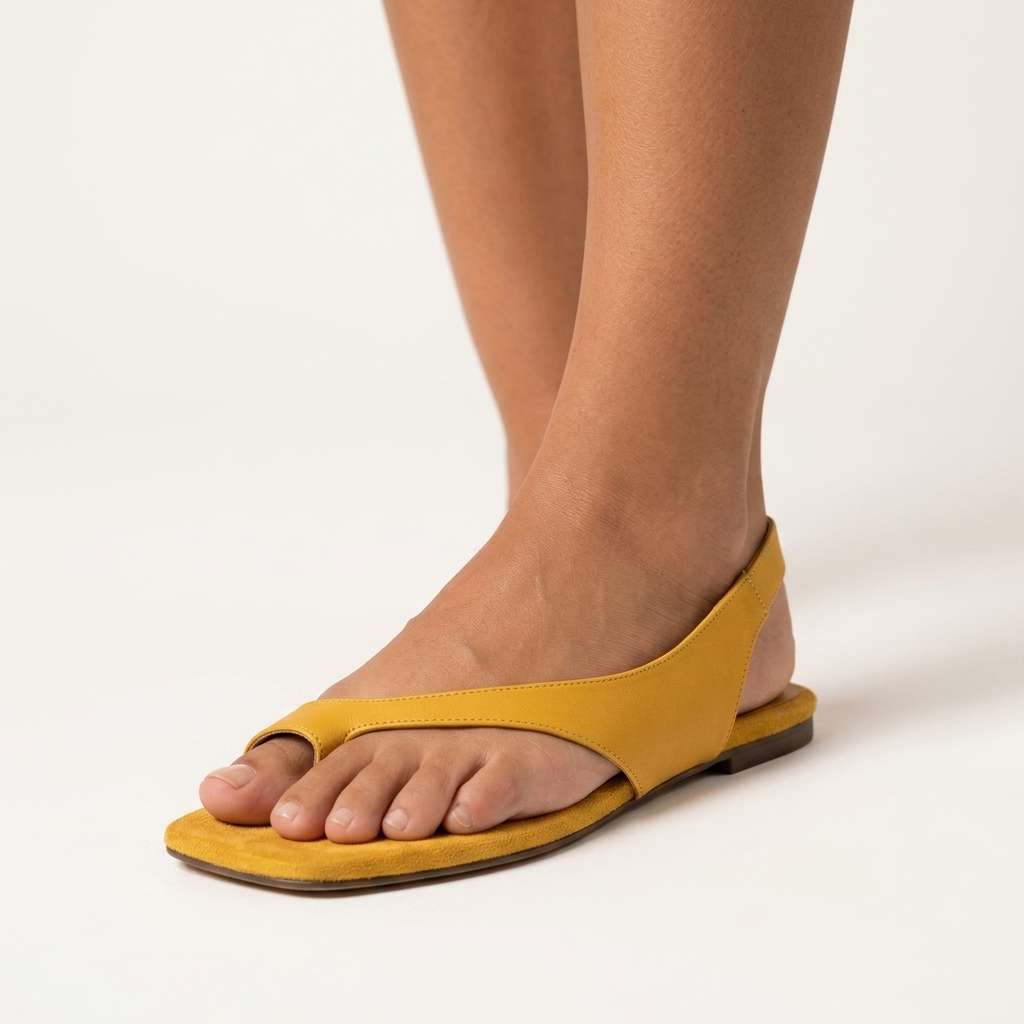 Sandália Bico Quadrado Slingback Caramelo – Doce Malícia - Amarelo mostarda