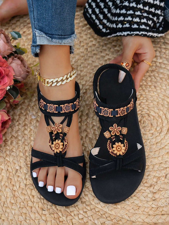 Sandalia Rasteira Boho Flores – Doce Malícia — Doce Malícia