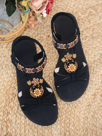 Sandalia Rasteira Boho Flores – Doce Malícia