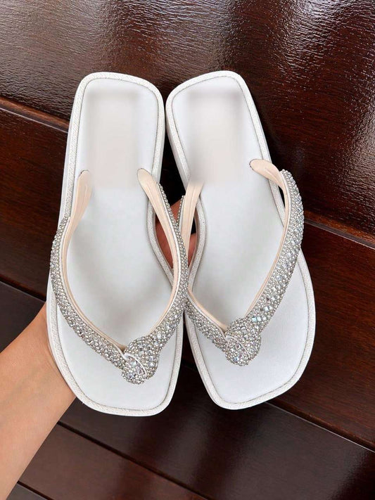 Sandália Rasteira Feminina Chinelo Elegante Strass – Doce Malícia