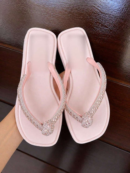 Sandália Rasteira Feminina Chinelo Elegante Strass – Doce Malícia