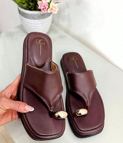 Sandália Rasteira Feminina Chinelo Metal Lançamento – Doce Malícia