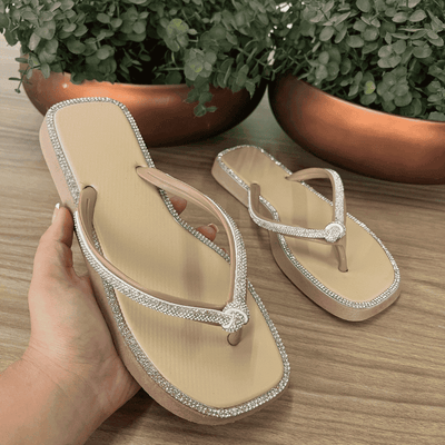Sandália Rasteira Feminina Chinelo Strass 2025 – Doce Malícia