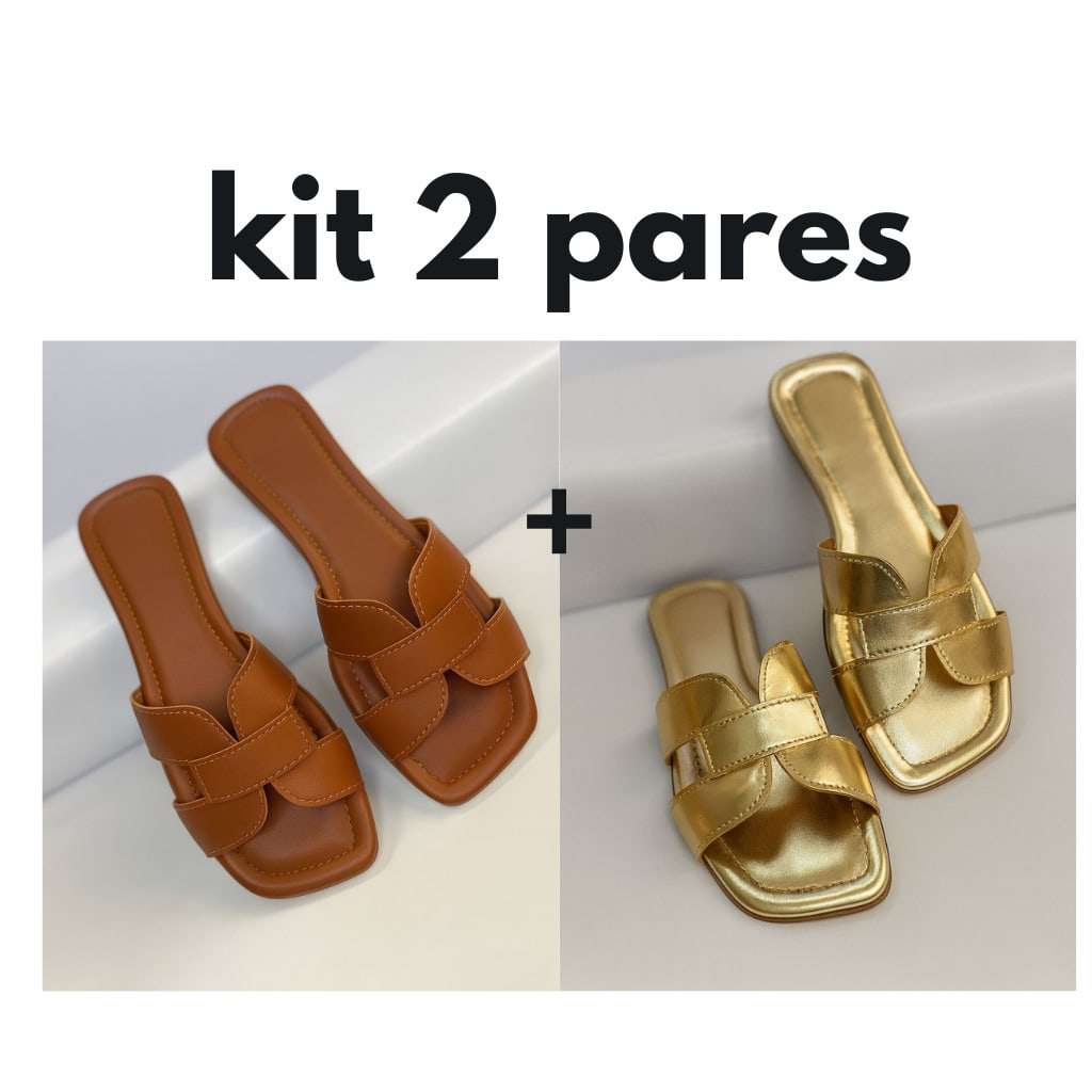 Sandália Rasteira Feminina Kit Dois Pares – Doce Malícia