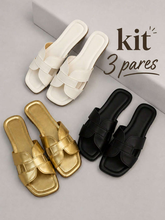 Sandália Rasteira Feminina Kit Pares Lançamento – Doce Malícia