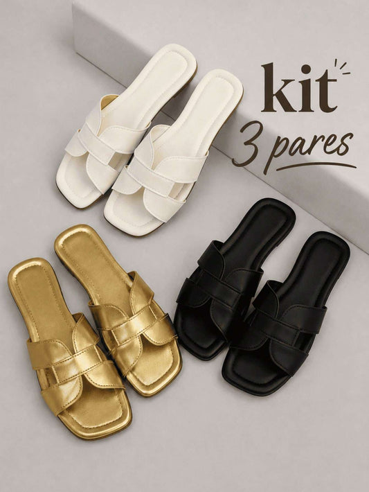 Sandália Rasteira Feminina Kit Pares Lançamento – Doce Malícia