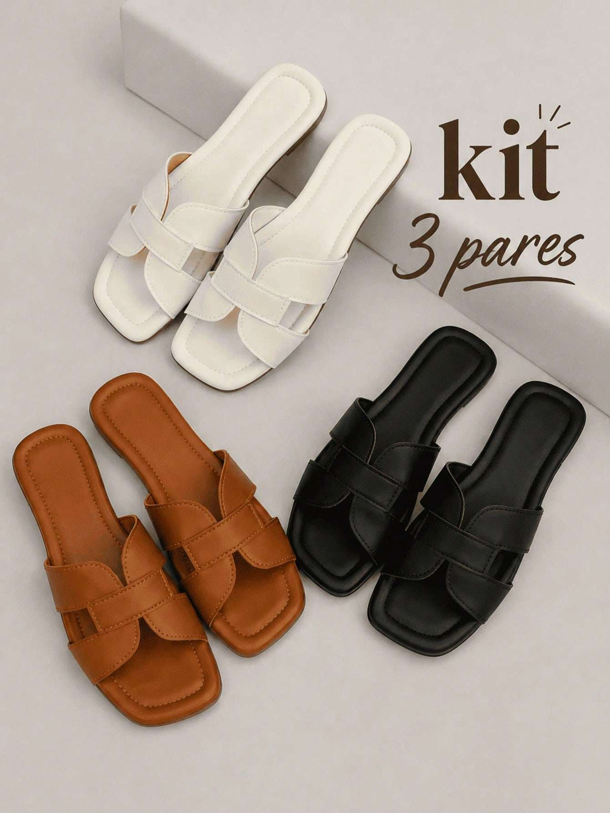Sandália Rasteira Feminina Kit Pares Lançamento – Doce Malícia