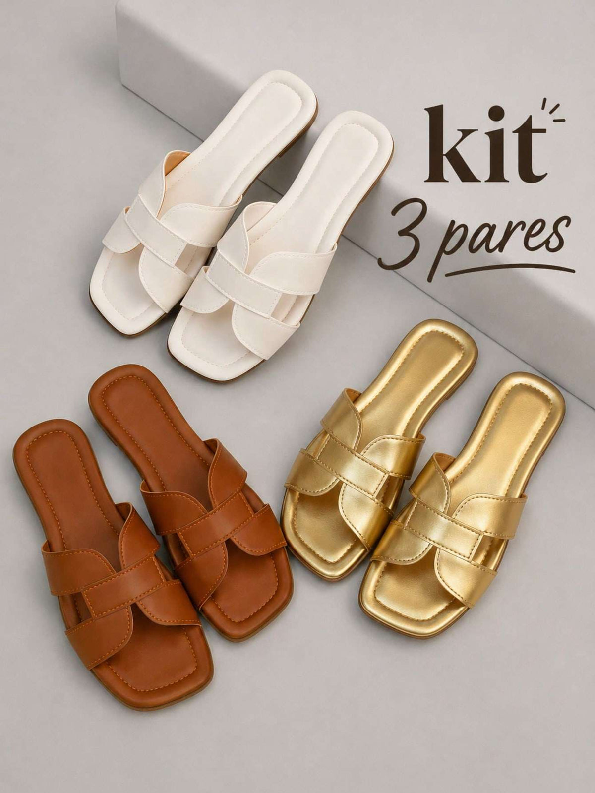 Sandália Rasteira Feminina Kit Pares Lançamento – Doce Malícia