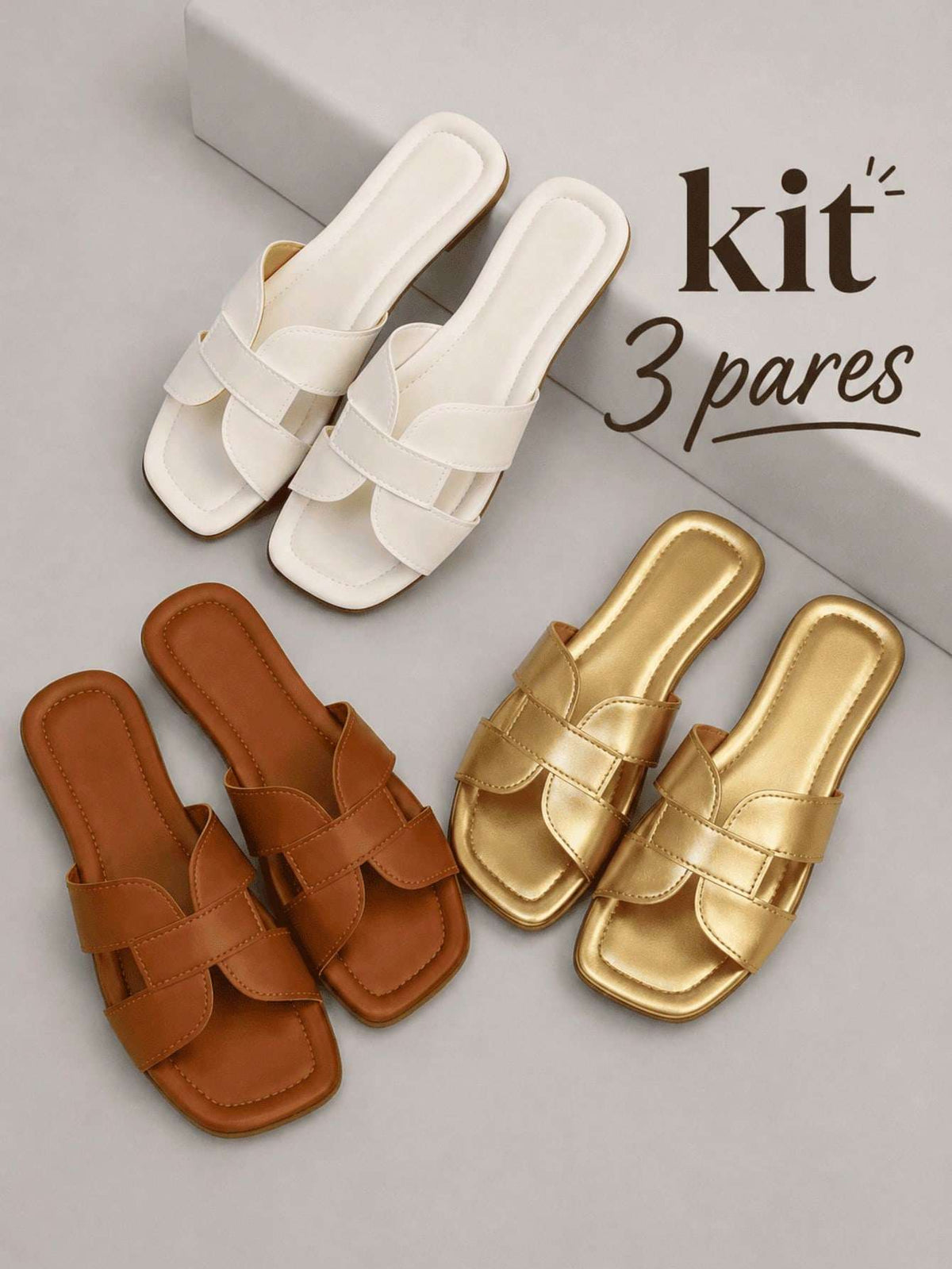 Sandália Rasteira Feminina Kit Pares Lançamento – Doce Malícia