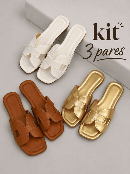 Sandália Rasteira Feminina Kit Pares Lançamento – Doce Malícia