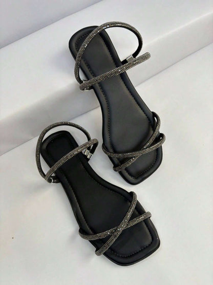 Sandália Rasteira Tiras Cristal Caramelo – Doce Malícia