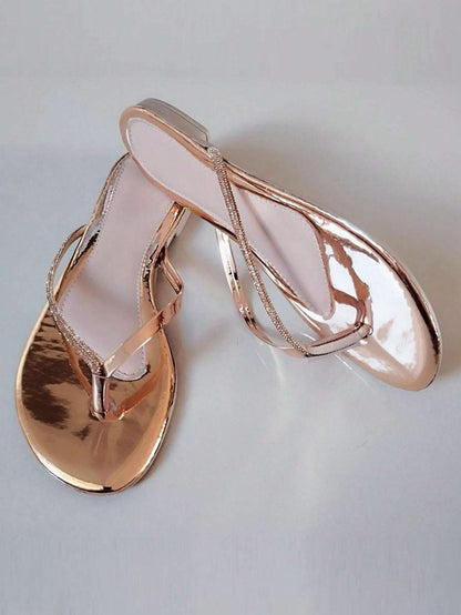 Chinelo Metalizado Cristal Rosê – Doce Malícia