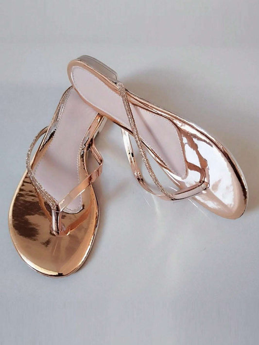 Chinelo Metalizado Cristal Rosê – Doce Malícia
