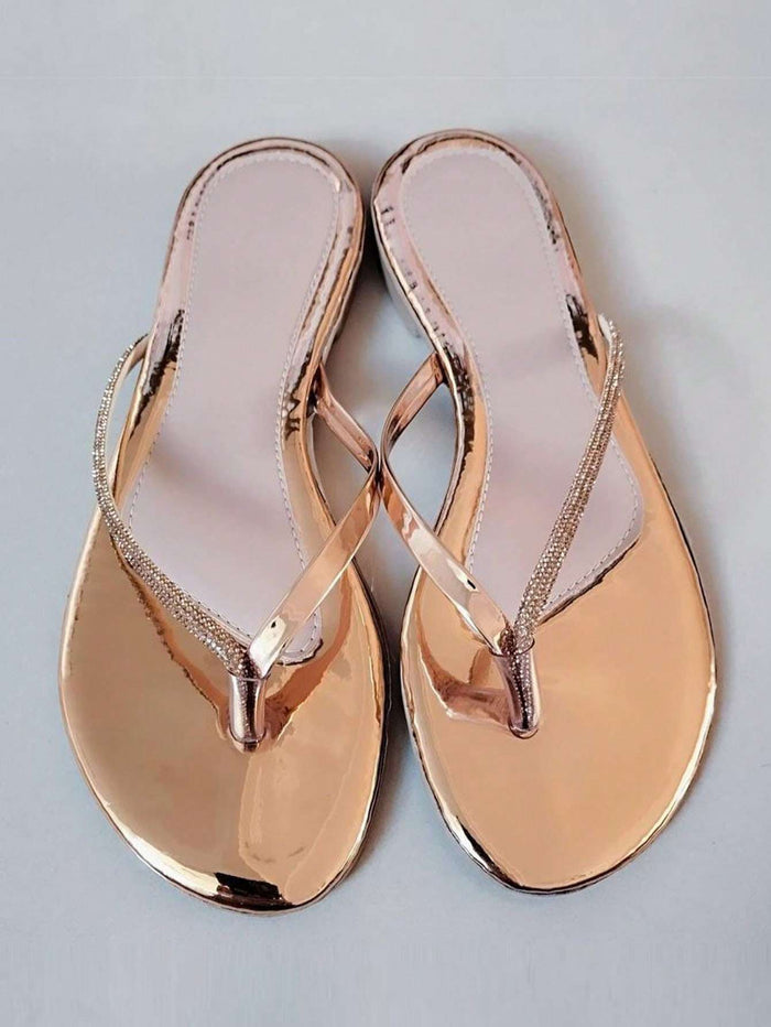 Chinelo Metalizado Cristal Rosê – Doce Malícia — Doce Malícia