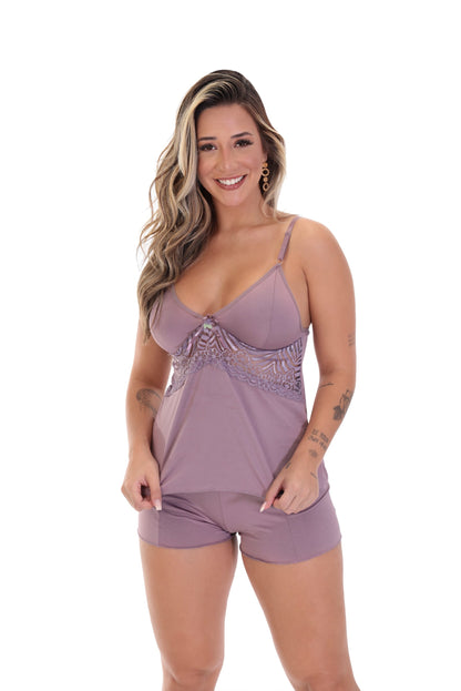 Short Doll com detalhe em renda em Branco – Doce Malícia