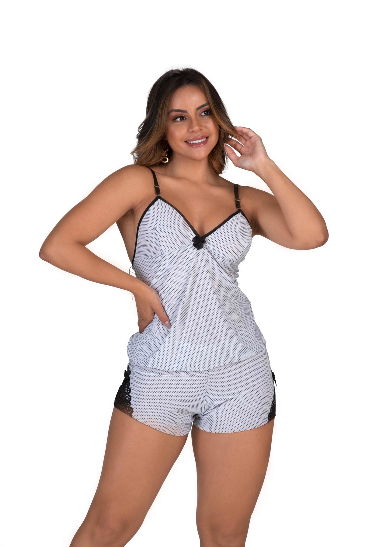 Short doll com renda aberta em azul – Doce Malícia