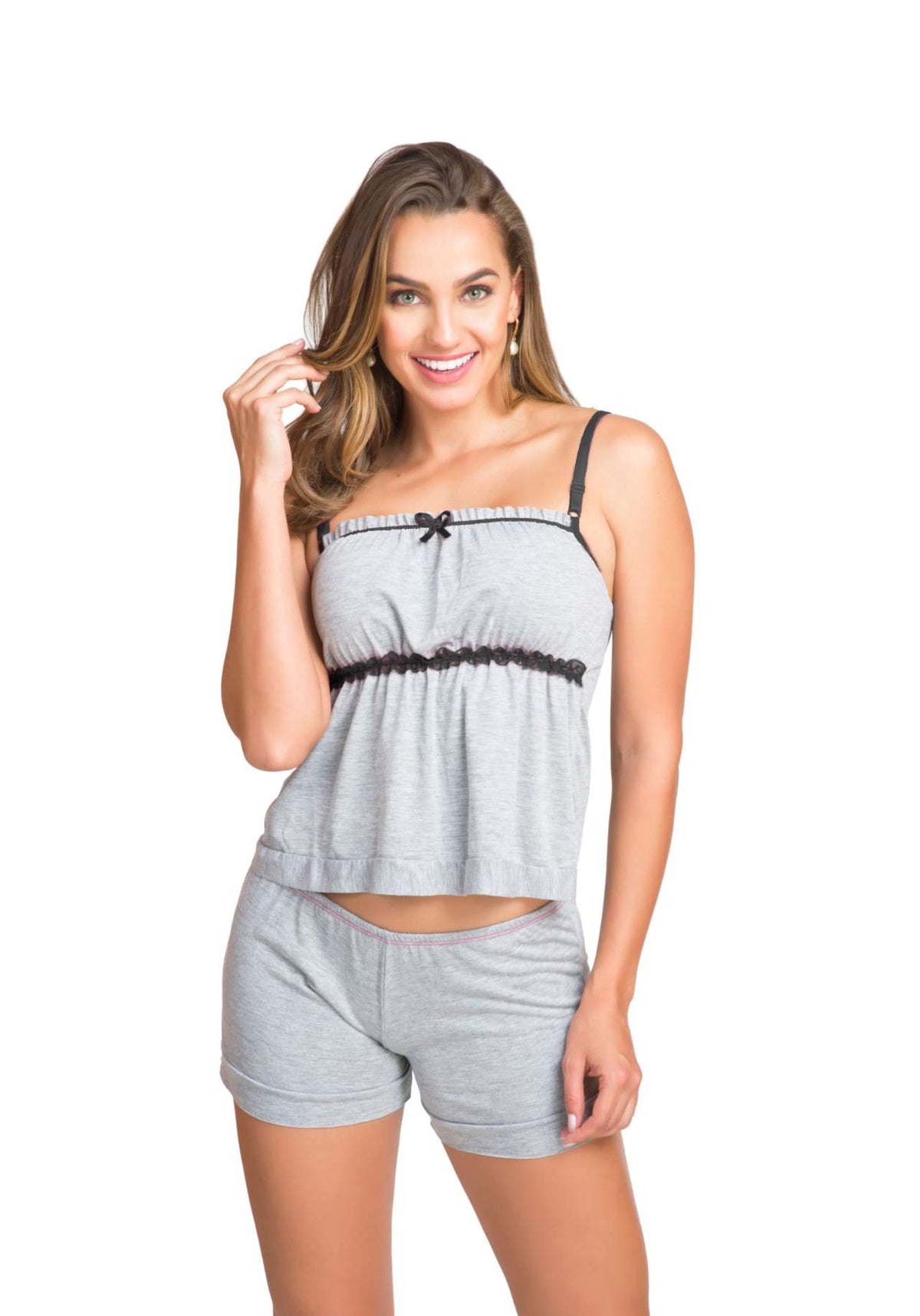 Short doll em algodão em cinza – Doce Malícia