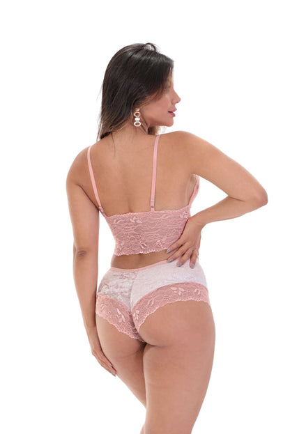 Short doll em veludo com renda em azul-Marinho – Doce Malícia