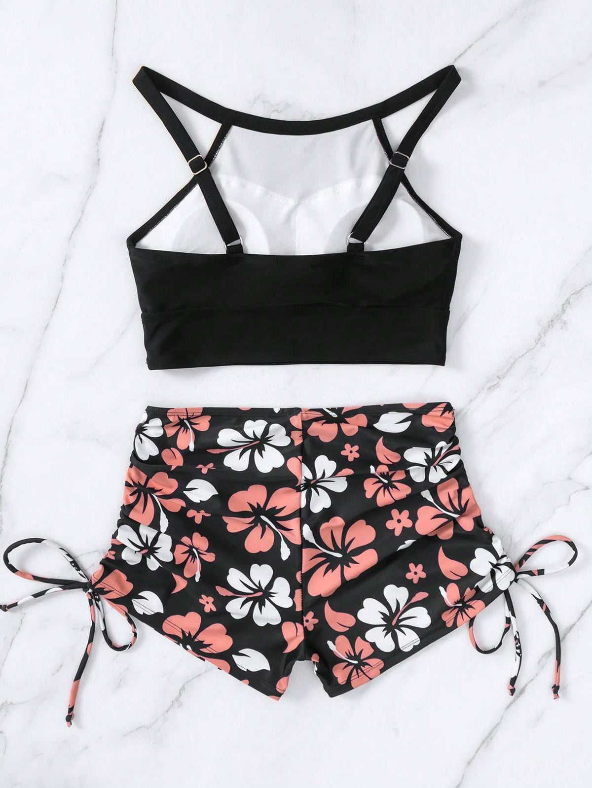 Biquíni Cropped com Short Estampa Floral – Doce Malícia