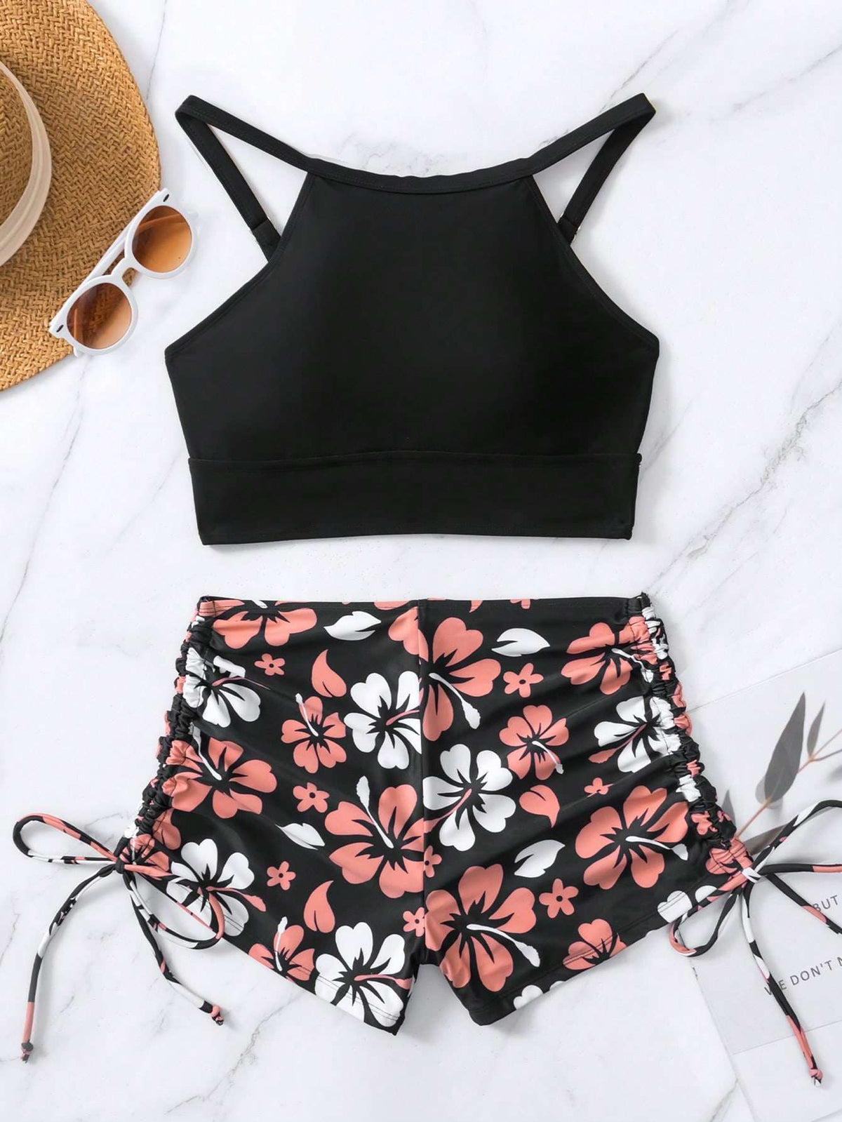 Biquíni Cropped com Short Estampa Floral – Doce Malícia