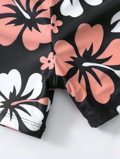 Biquíni Cropped com Short Estampa Floral – Doce Malícia