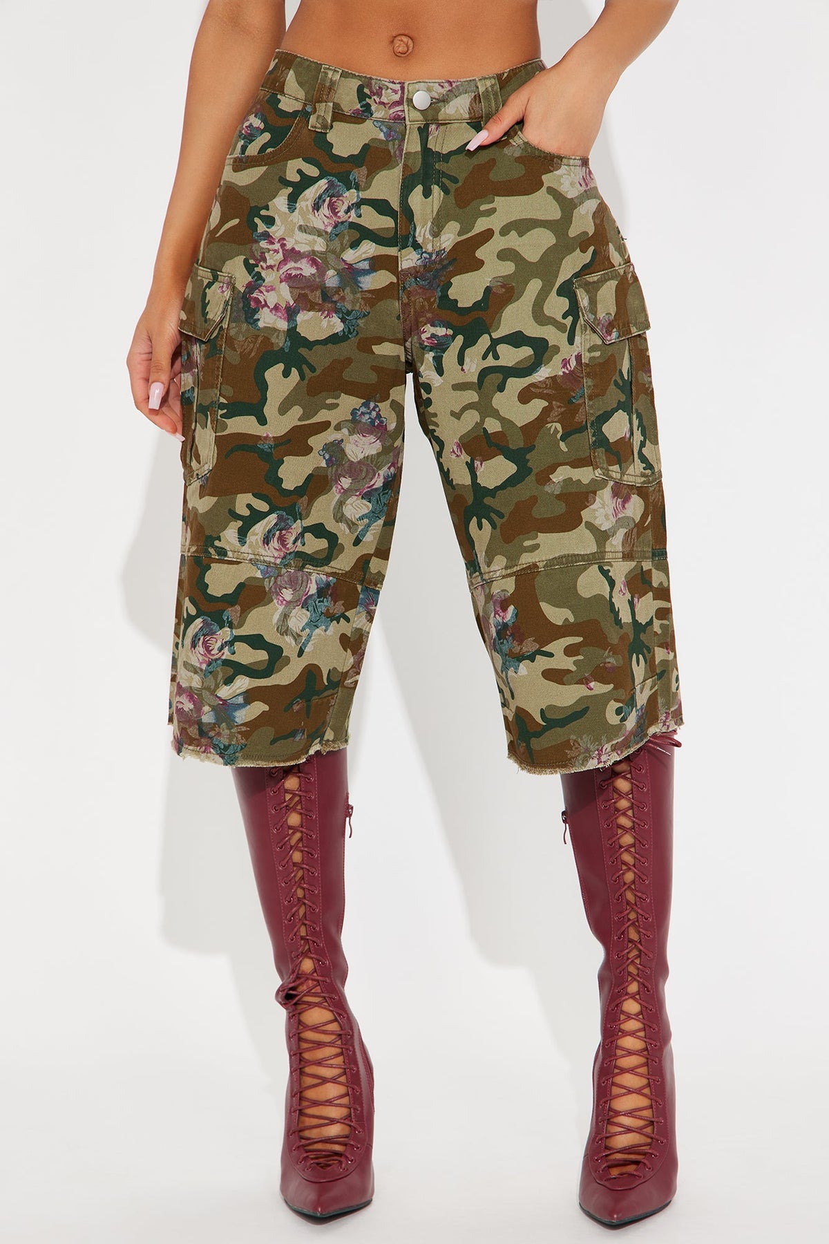 Short Feminino Floral Estampado Cargo – Doce Malícia