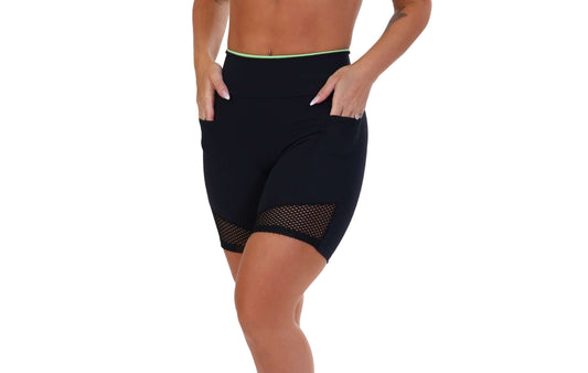 Short Fitness com elástico colorido em Preto – Doce Malícia