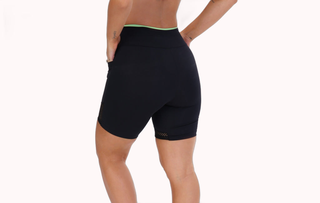 Short Fitness com elástico colorido e bolso – Doce Malícia