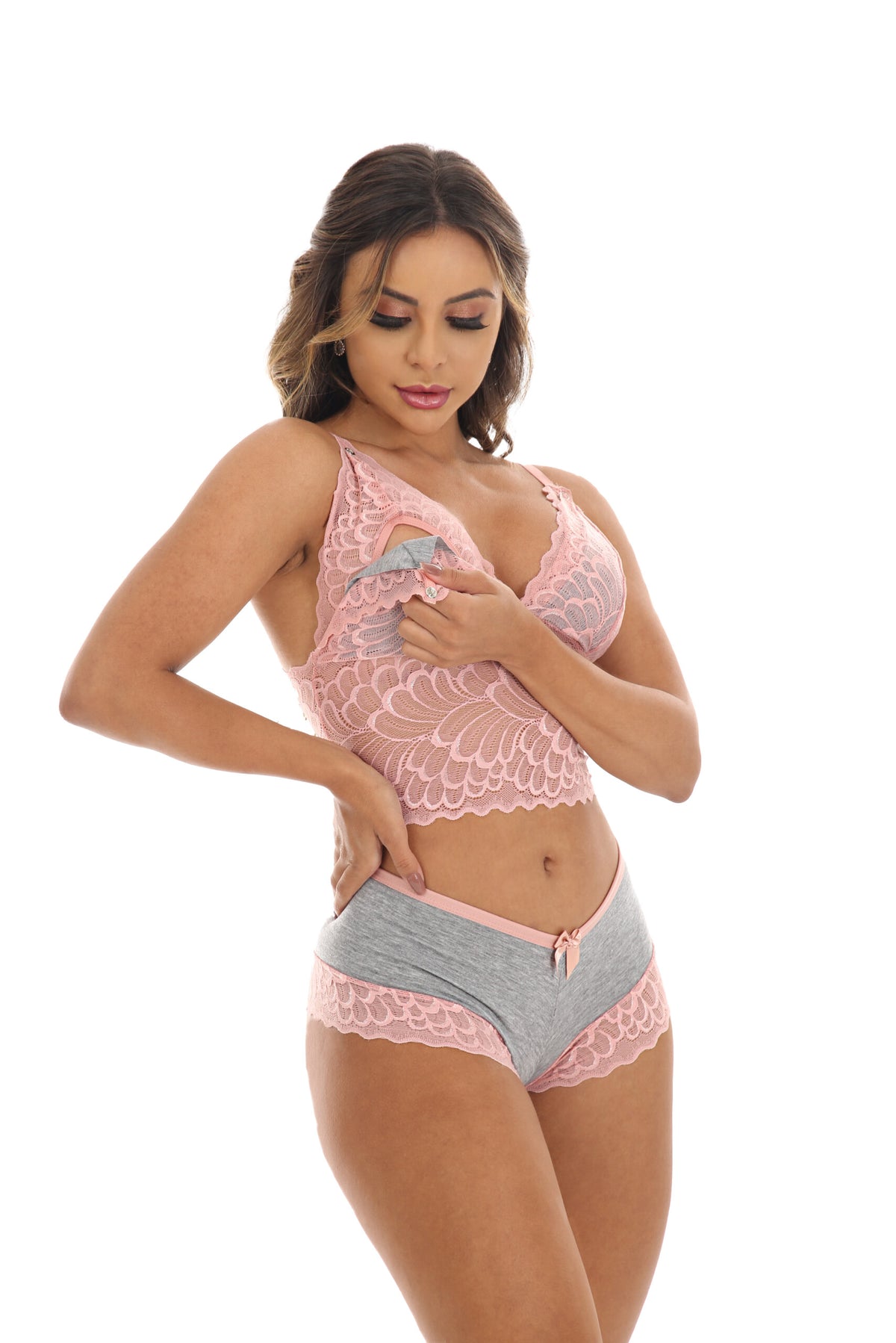 Short Doll Amamentação com Renda em Branco – Doce Malícia