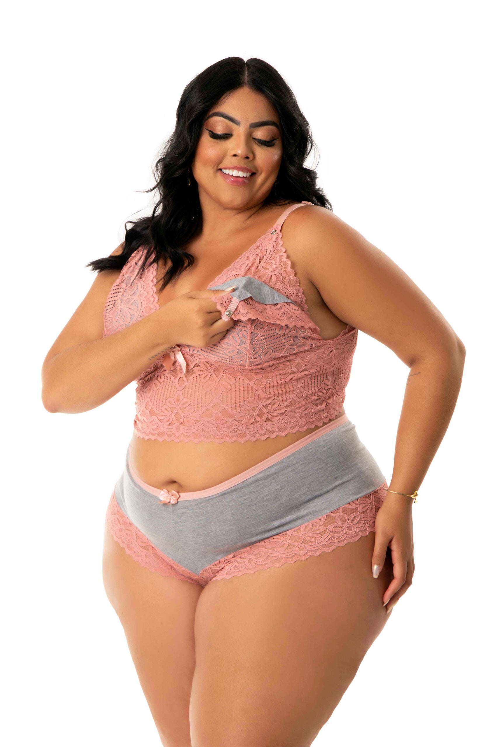 Short Doll Amamentação com Renda em Branco – Doce Malícia