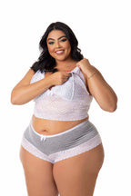 Short Doll Amamentação com Renda em Branco – Doce Malícia