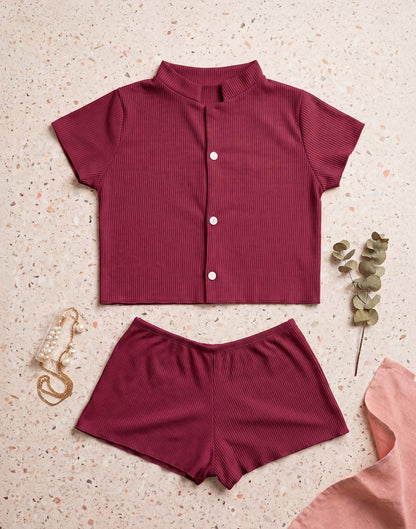 Short Doll Canelado Americano em azul-Marinho – Doce Malícia