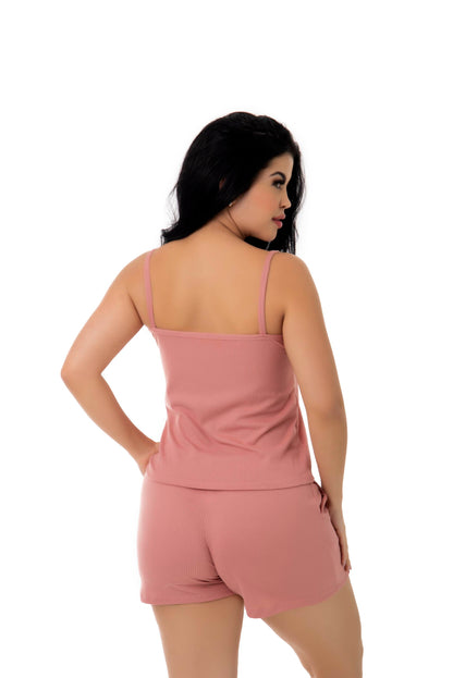 Short Doll Canelado com Bolso em azul-Marinho – Doce Malícia