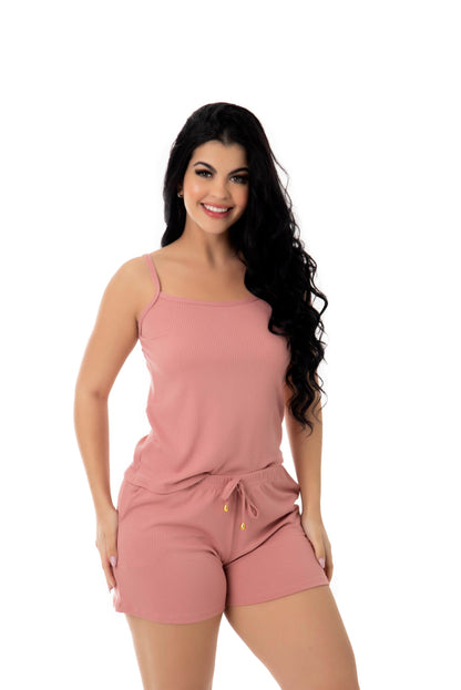 Short Doll Canelado com Bolso em azul-Marinho – Doce Malícia